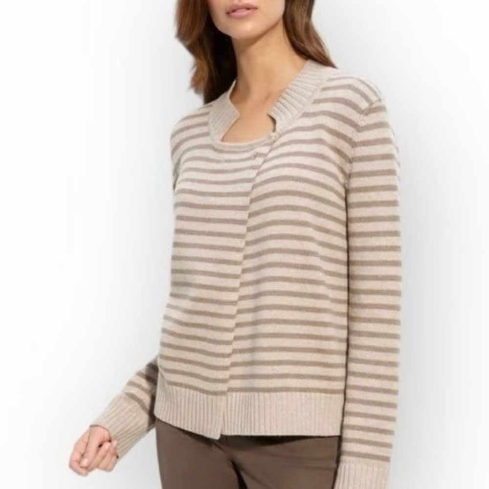 St. John Striped Sweater Wool Cashmere Yellow Label size S